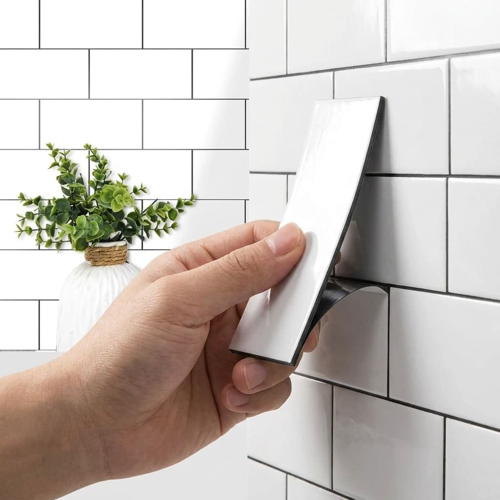 Peel and Stick Wall Tile Review: Room-by-Room Guide 2026 3 peel and stick wall tile installation close-up