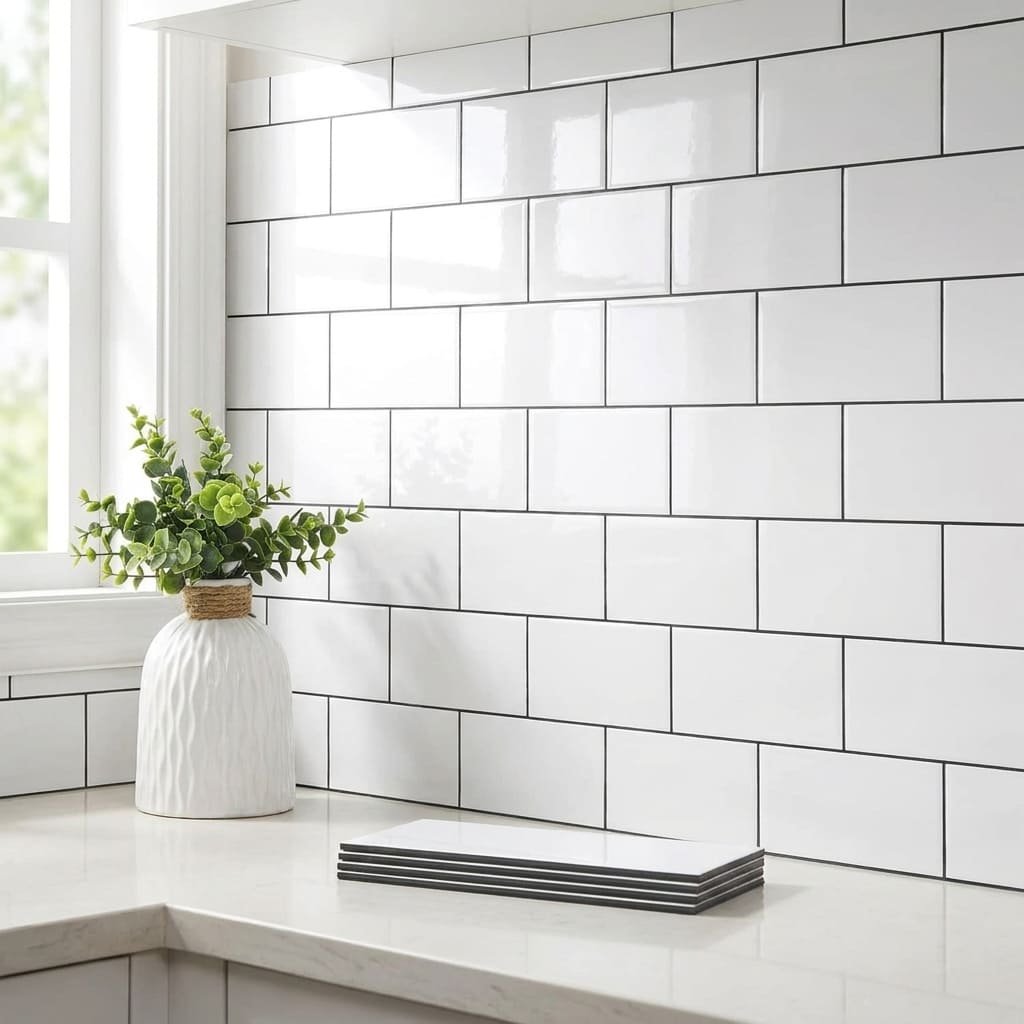 Peel and Stick Wall Tile Review: Room-by-Room Guide 2026 1 peel and stick wall tile glossy white subway backsplash
