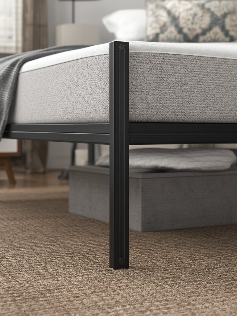 metal bedframe in action