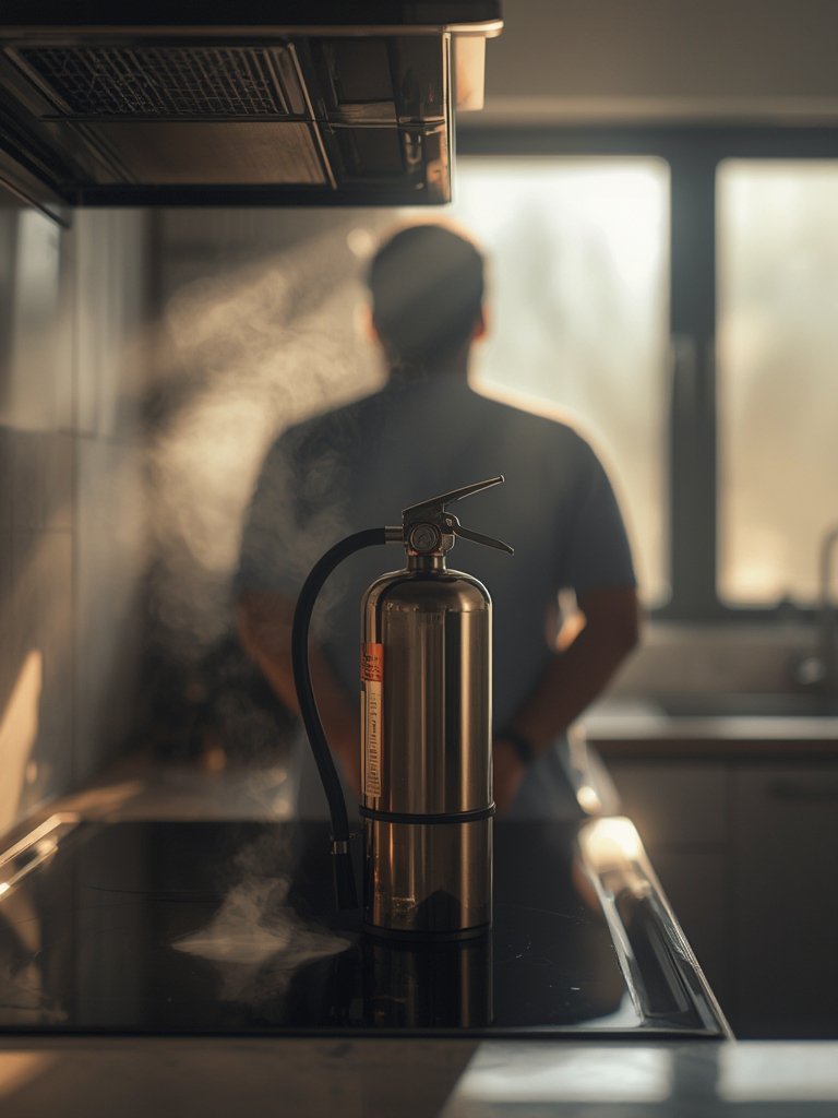 fire extinguisher in action