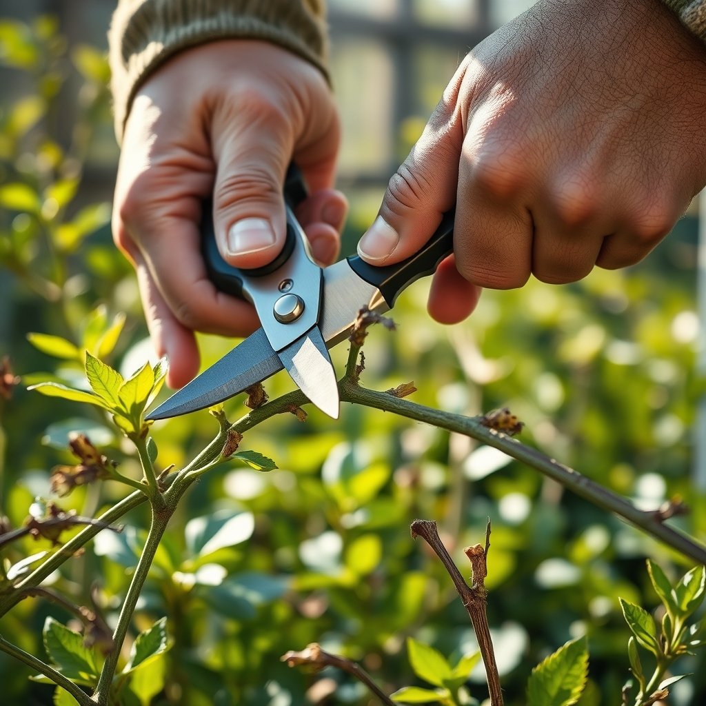 pruning shears in action