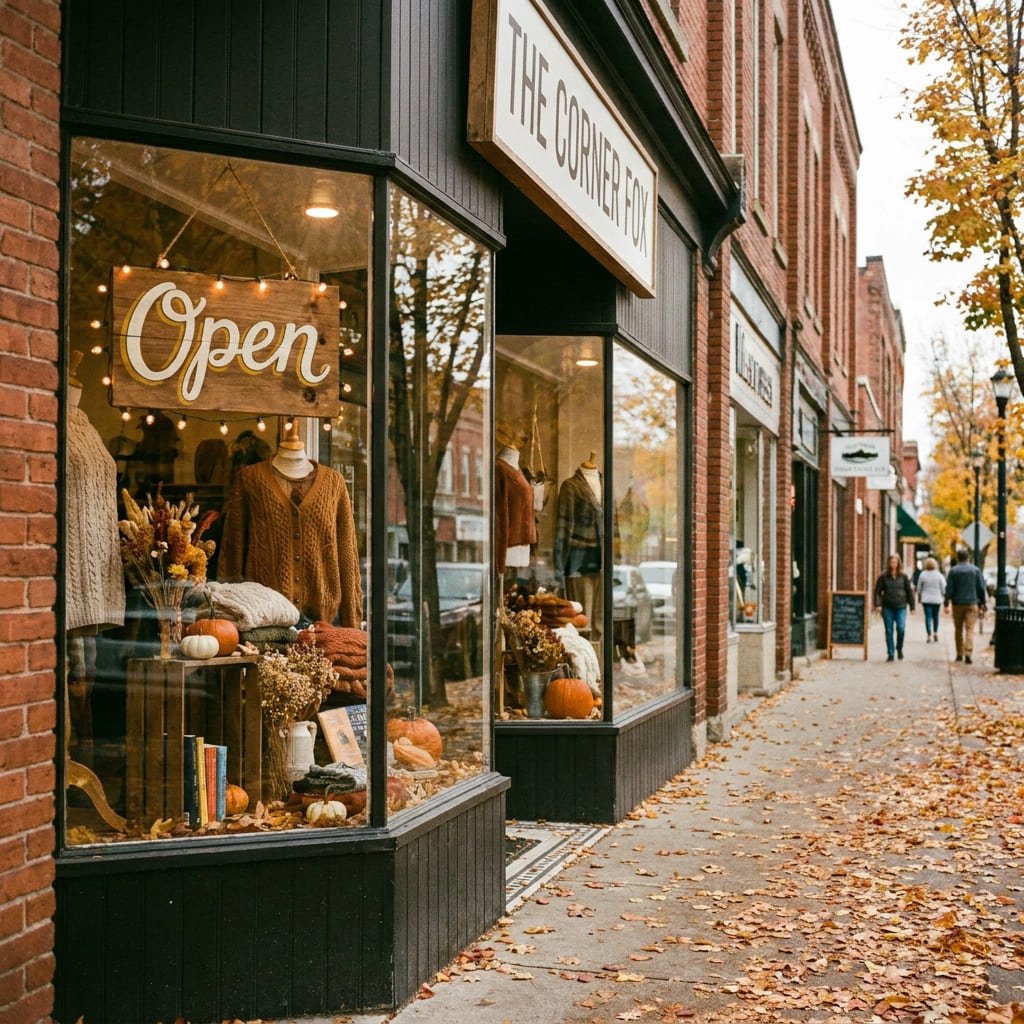 Shop Small Halloween: The Real $22 Billion Reason to Buy Local 2 small local shop storefront with open sign