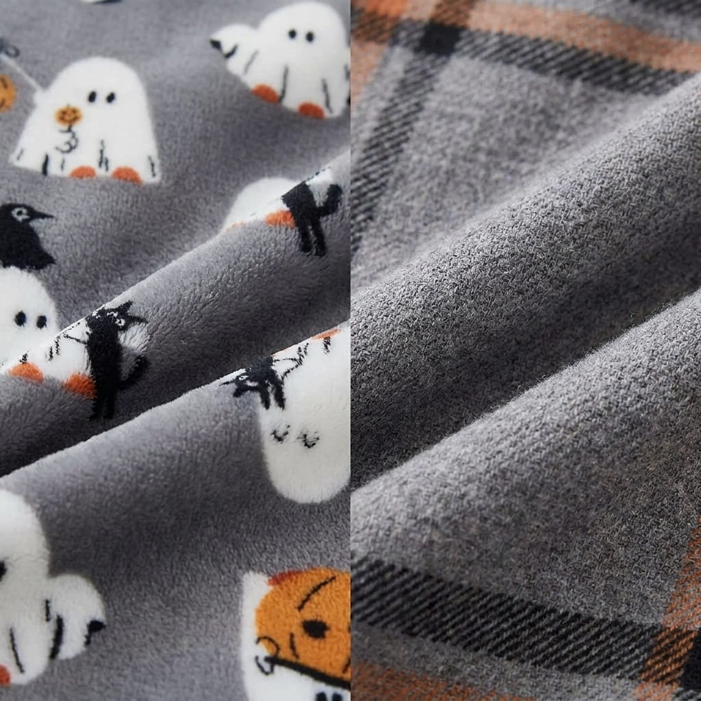 Halloween Throw Blanket Review: The Honest Fleece vs. Flannel Truth in 2026 2 close-up comparison of fleece and flannel fabric textures