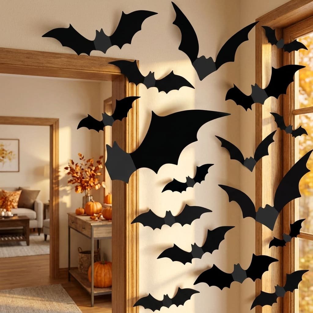 Bat Wall Decor Review: 5 Honest Truths From Verified Buyers 3 bat wall decor arranged in a dynamic cluster on an entryway wall
