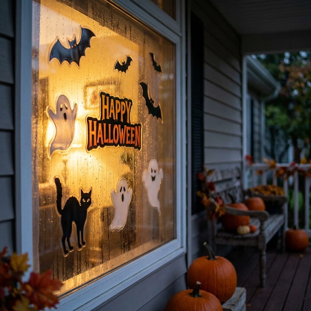 Halloween Decorating: 4 Foolproof, Damage-Free Zones to Style 3 Halloween decorating window clings at dusk