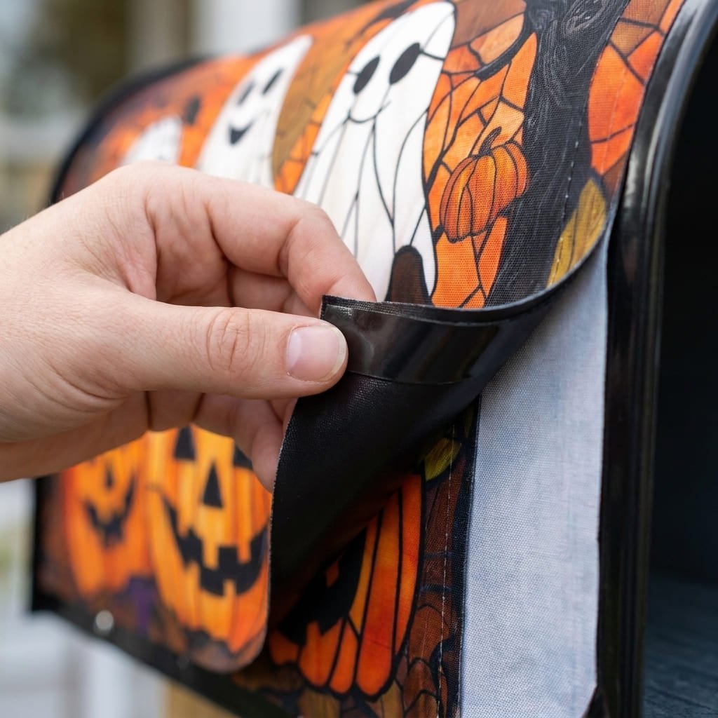 installing magnetic Halloween mailbox cover