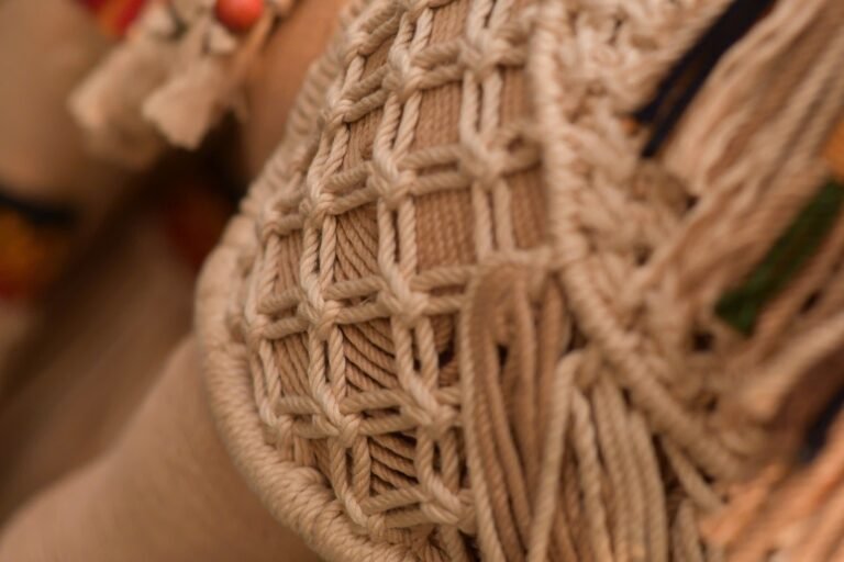 Natural Fiber Decor: The Real Microplastic Gap Between 2 Common Materials 3 close-up of natural cotton macramé cord weave texture